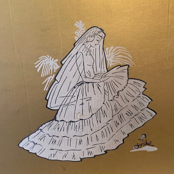 Vintage Wedding Dress Storage Box Gold Case 34"x20.5"x5.5"‎ Gown Saver - Picture 4 of 9